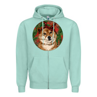 Seafoam Shiba Inu Christmas Zipper Hoodie - RanaPortraitStore