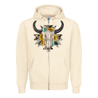 Sandshell cow aztec western bull skull Zipper Hoodie - texasbilliewilder