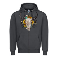 Smoke cow aztec western bull skull Zipper Hoodie - texasbilliewilder