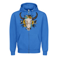 True Royal cow aztec western bull skull Zipper Hoodie - texasbilliewilder