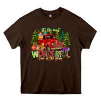 Chocolate Brown it's The Most Wonderful Time of the year Heavy Core Tee - CowhideDigitalArt