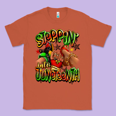 Steppin' Into Juneteenth Sneaker And Heel Afro Wom Classic Tee Designed By Ranaportraitstore