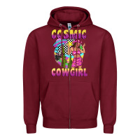 Burgundy cosmic cowgirl Zipper Hoodie - texasbilliewilder