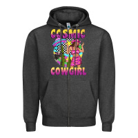 Charcoal Heather cosmic cowgirl Zipper Hoodie - texasbilliewilder