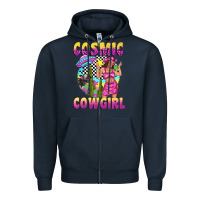 Navy cosmic cowgirl Zipper Hoodie - texasbilliewilder