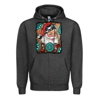 Charcoal Heather Santa Claus Joy Zipper Hoodie - RanaPortraitStore