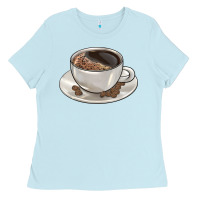 Baby Blue coffee  americano Ladies Tee - BarkalooDesign