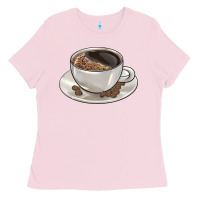 Bubblegum Pink coffee  americano Ladies Tee - BarkalooDesign