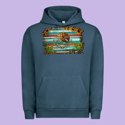 Cactus Turquoise Serape Leopard Mexican Flag Urban Hoodie Designed By Jasminsmagicworld