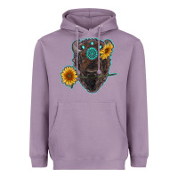 Lavender bison head with sunflowers and gemstone Heavyweight Hoodie - RanaPortraitStore
