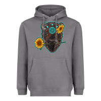 Storm bison head with sunflowers and gemstone Heavyweight Hoodie - RanaPortraitStore
