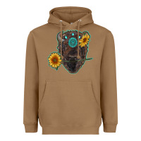 Toasted Coconut bison head with sunflowers and gemstone Heavyweight Hoodie - RanaPortraitStore