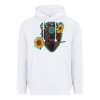 White bison head with sunflowers and gemstone Heavyweight Hoodie - RanaPortraitStore