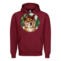 Burgundy Shiba Inu Christmas Zipper Hoodie - RanaPortraitStore