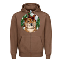 Chestnut Shiba Inu Christmas Zipper Hoodie - RanaPortraitStore