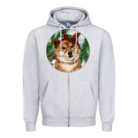 Heather Grey Shiba Inu Christmas Zipper Hoodie - RanaPortraitStore