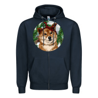 Navy Shiba Inu Christmas Zipper Hoodie - RanaPortraitStore