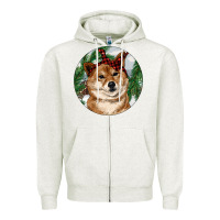 Oatmeal Heather Shiba Inu Christmas Zipper Hoodie - RanaPortraitStore