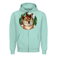 Seafoam Shiba Inu Christmas Zipper Hoodie - RanaPortraitStore