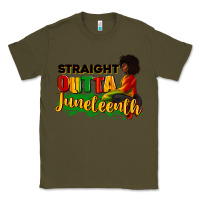Army Green Straight outta Juneteenth Classic Tee - RanaPortraitStore