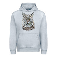 Heather Grey Bobcat Head Urban Hoodie - LillyAllenDesigns