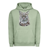 Pigment Oil Green Bobcat Head Urban Hoodie - LillyAllenDesigns