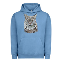 Pigment Pebble Blue Bobcat Head Urban Hoodie - LillyAllenDesigns