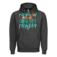 Charcoal Heather cowboy cowboy cowboy Zipper Hoodie - texasbilliewilder