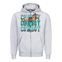 Heather Grey cowboy cowboy cowboy Zipper Hoodie - texasbilliewilder