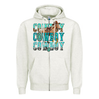 Oatmeal Heather cowboy cowboy cowboy Zipper Hoodie - texasbilliewilder