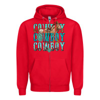 Red cowboy cowboy cowboy Zipper Hoodie - texasbilliewilder