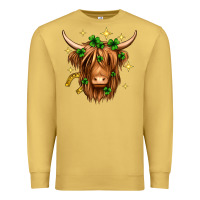 Antique Gold St. Patrick's Day Highland Cow Premium Sweatshirt - Neo Western