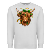 Dove Grey St. Patrick's Day Highland Cow Premium Sweatshirt - Neo Western