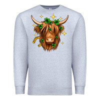Heather Grey St. Patrick's Day Highland Cow Premium Sweatshirt - Neo Western
