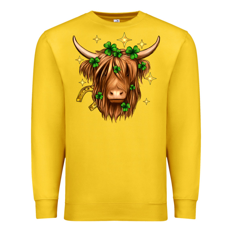 St. Patrick's Day Highland Cow Premium Sweatshirt by Neo Western | Teevron