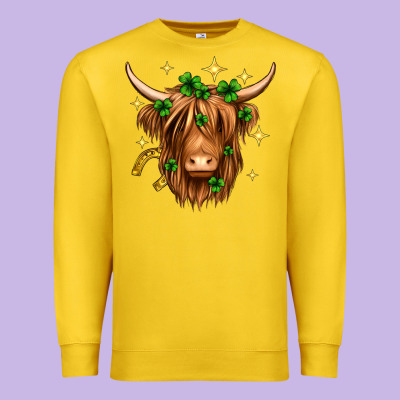 St. Patrick's Day Highland Cow Premium Sweatshirt Designed By Neo Western