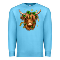 Ocean Blue St. Patrick's Day Highland Cow Premium Sweatshirt - Neo Western