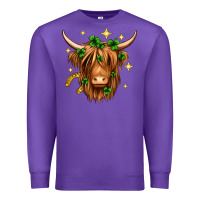 Purple St. Patrick's Day Highland Cow Premium Sweatshirt - Neo Western
