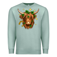Seafoam St. Patrick's Day Highland Cow Premium Sweatshirt - Neo Western