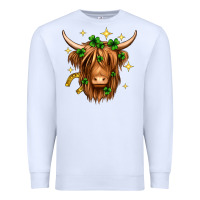 White St. Patrick's Day Highland Cow Premium Sweatshirt - Neo Western