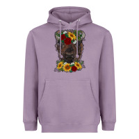 Lavender bison face with flowers Heavyweight Hoodie - RanaPortraitStore