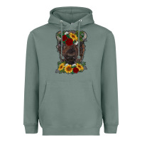 Sage bison face with flowers Heavyweight Hoodie - RanaPortraitStore
