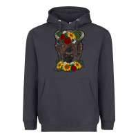 Smoke bison face with flowers Heavyweight Hoodie - RanaPortraitStore