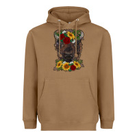 Toasted Coconut bison face with flowers Heavyweight Hoodie - RanaPortraitStore
