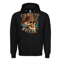 Black cowboy killer with skull Zipper Hoodie - texasbilliewilder