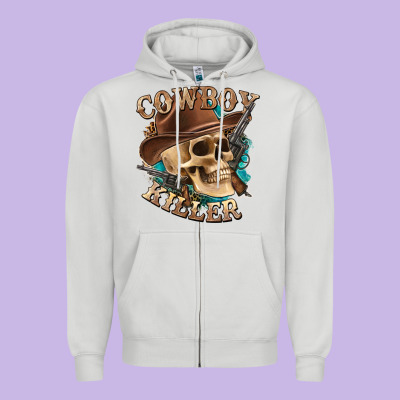 Zipper Hoodie cowboy killer with skull