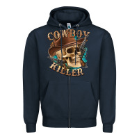 Navy cowboy killer with skull Zipper Hoodie - texasbilliewilder