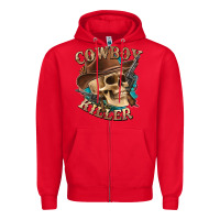 Red cowboy killer with skull Zipper Hoodie - texasbilliewilder