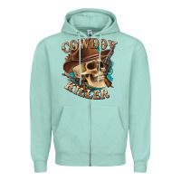 Seafoam cowboy killer with skull Zipper Hoodie - texasbilliewilder