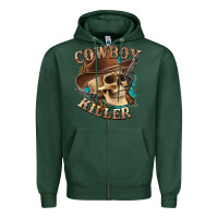 Sports Green cowboy killer with skull Zipper Hoodie - texasbilliewilder